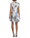 Mah Illuminated Bloom Floral-Print Fit & Flare Dress, Purple