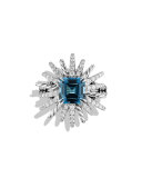 23mm Diamond & Blue Topaz Starburst Ring