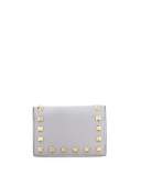 Rockstud Small Full-Flap Card Case, Gray