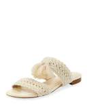 Faina Crochet Flat City Slide Sandal, White