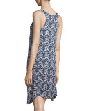 Sleeveless Ombre-Zigzag Dress, Navy/Petal Pink