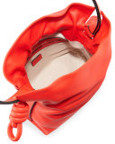 Flamenco Small Knot Bucket Bag, Red