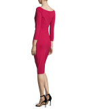 Noelle Ruched Surplice Sheath Dress, Granata