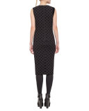 Flocked Polka-Dot Cutout Tank, Black