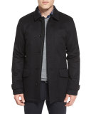 Wool/Cashmere-Blend Car Coat, Black