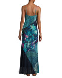 Sleeveless Mixed-Print Patchwork Maxi Dress, Multi