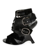 Multi-Strap 110mm Wedge Sandal, Black