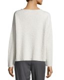 Long-Sleeve Slub Grid Box Top 