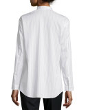 Nicoletta Button-Front Striped Blouse, Cloud/Multi