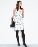 Jigsaw Windowpane-Print Fit-And-Flare Dress