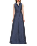 Sleeveless Shantung Gown w/Back A-Cutout