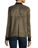 Satin Bomber Jacket, Army Green