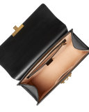 Padlock Medium Guccissima Top-Handle Satchel Bag, Black