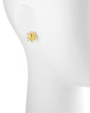 Diamond-Detailed 19k Gold Dome Earrings