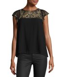 Lyla Embellished Cap-Sleeve Top