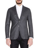 Basketweave Wool/Cashmere Jacket, Gray