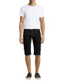 Overdyed Distressed Cutoff Shorts, Black