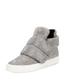 Men's Crystal-Studded High-Top Sneaker, Gray