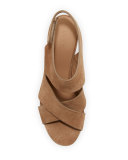 Farrah Suede Crisscross Sandal, Sand