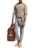Rustic Five-Pocket Wool Pants, Light Gray