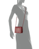 Small Crocodile Chain Crossbody Bag, Red Shiny