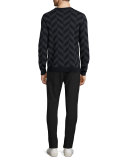 Herrigs Chevron Crewneck Sweater, Eclipse
