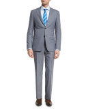 Pencil-Stripe Wool Two-Piece Suit, Gray/Navy