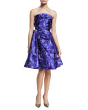 Strapless Draped Cocktail Dress, Ultra Marine