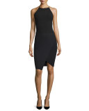 Souk Faux-Wrap Pencil Skirt, Black