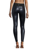 Chance Coated Leggings with Metallic Stripe, Navy