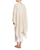 Tapetto Long-Sleeve Plaid Cape, Cream Plaid