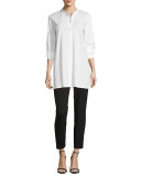 Mandarin-Collar Easy Organic Jersey Tunic