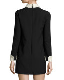 Long-Sleeve Two-Tone Mini Dress