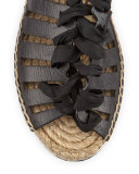Gemma Leather Espadrille Sandal, Black