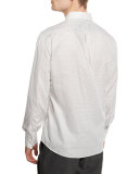 Basic-Fit Small-Check Sport Shirt, Gray