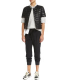 Pleated-Front Belted Jogger Pants, Onyx
