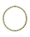 Bella Mini 18K Yellow Gold-Washed Button Rivière Necklace, Grass Green
