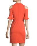 Crepe Cold-Shoulder Sheath Dress, Koi Fish 