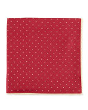 Dot-Print Pocket Square, Burgundy