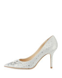Agnes Crystal 85mm Pump, White/Crystal