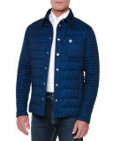 Quilted Button-Down Field Jacket, Blue