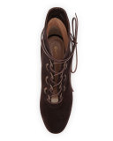 Suede Lace-Up 105mm Bootie, Moka