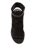 Thalia Slouchy Suede Cutout Sandal, Black