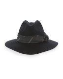 Wide-Brim Fedora w/Knotted Band, Navy