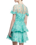 Beaded Tulle Fit & Flare Party Dress, Blue