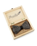 Feather Bow Tie, White/Black