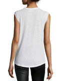 Brooklyn Strass Cotton Skull Tee, Blanc