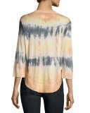 Kimmy Tie-Dye Scoop-Neck Top, Multicolor