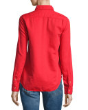 Double Foxy Button-Front Shirt, Spice (Red)