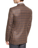 Plaid Wool Two-Button Sport Coat, Cognac